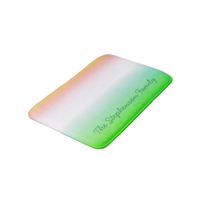 Tapete De Banheiro Gradiente verde-branco com roteiro verde (Angulado)