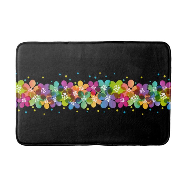 Tapete De Banheiro Gráfico Floral de Cores Tropicais (Frente)