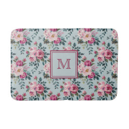 Tapete De Banheiro Grandmillennial Rosa Desbotada Floral Monograma Pe