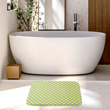 Green Herringbone Pattern Bath Mat