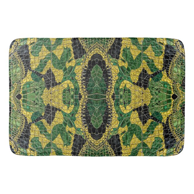 Tapete De Banheiro Green Yellow Alligator Crocodile Dragon Leather (Frente)