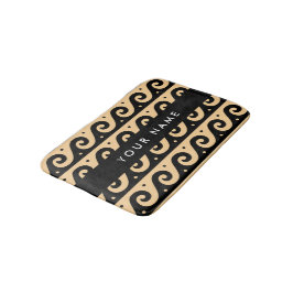 Tapete De Banheiro Grego Meander Key, Wave Key, Brown, Seu Nome