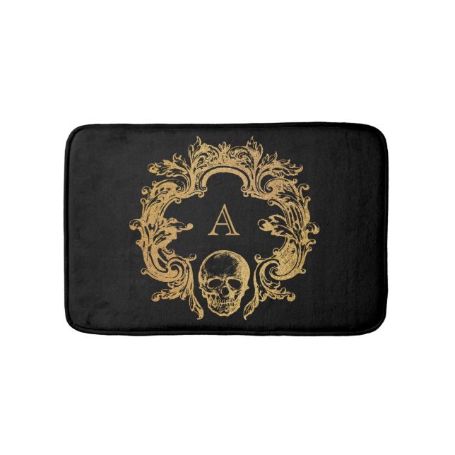 Tapete De Banheiro Grelha Gótica | Bath Mat | Monograma Dourado (frente)