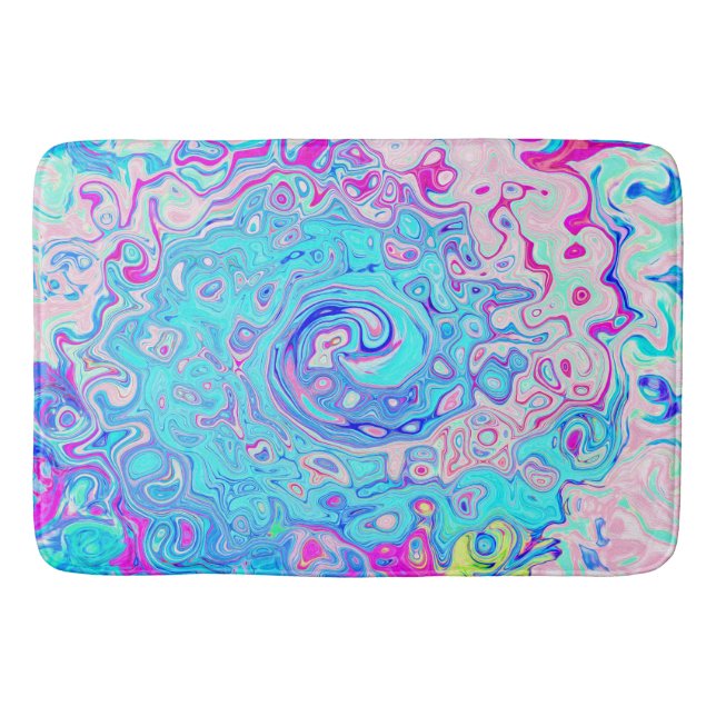 Tapete De Banheiro Groovy Abstrato Retro Robin Ovo Blue Swirl (Frente)