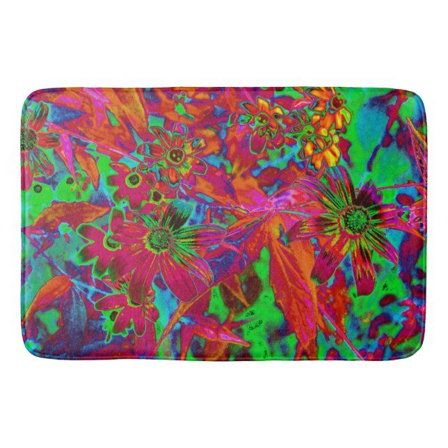 Tapete De Banheiro Groovy Vermelho e Verde Psicodélico (Frente)