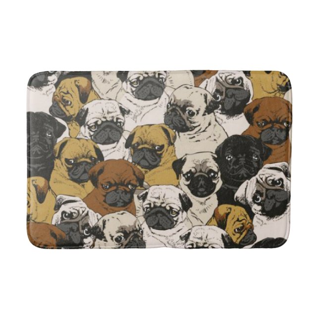 Tapete De Banheiro Grumpy Pugs / Engraçados Cute Pug Puppies Padrão (Frente)