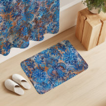 Grunge Damask Azul Cobalto Ferrugem Laranja