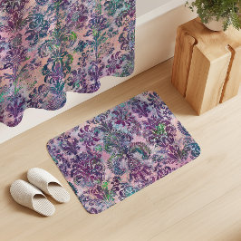 Tapete De Banheiro Grunge Damask Pink Purple Charteuse Turquoise