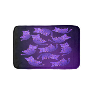 Tapete De Banheiro Grupo de Neon Kitten Roxo