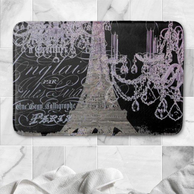 Tapete De Banheiro guiões chandelier paris eiffel torre (chalkboard scripts chandelier paris eiffel tower bath mat)