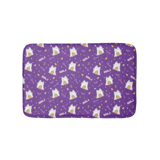 Tapete De Banheiro Halloween Cat Ghost Bath Mat (frente)