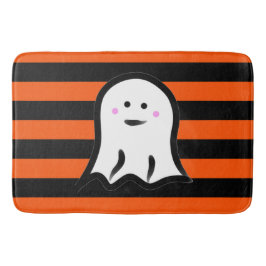 Tapete De Banheiro Halloween Ghost on Black and Orange Stripes 