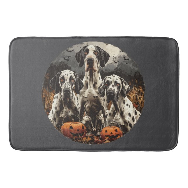 Tapete De Banheiro Halloween - Grande Dane Dogs Jack O Lantern (Frente)