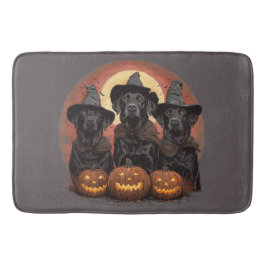 Tapete De Banheiro Halloween Labrador Retriever Cachorros Bruxos