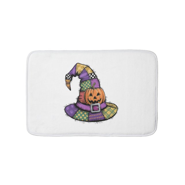 Tapete De Banheiro Halloween Patchwork Witch Hat Spooky (frente)
