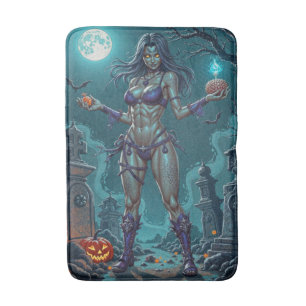 Tapete De Banheiro Halloween Treat ou Zombie Namorada w Cérebros