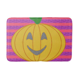 Tapete De Banheiro Happy Big Modern Orange Pumpkin on Purple and Pink