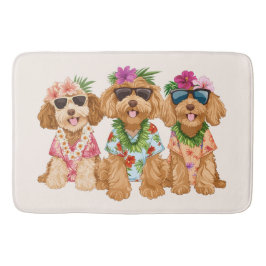 Tapete De Banheiro Hawaiian Goldendoodle Dogs Flower Lei