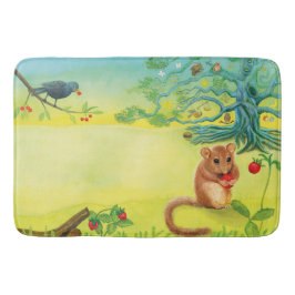 Tapete De Banheiro Hazel Dormouse comendo morango selvagem