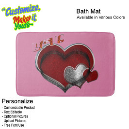 Tapete De Banheiro Heart Magic Love Bath Mat with a Pink Background