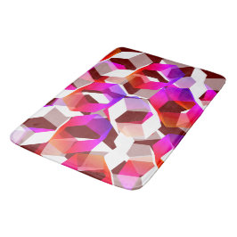 Tapete De Banheiro Hexágonos cor-de-rosa e mais cores, fundo vermelho