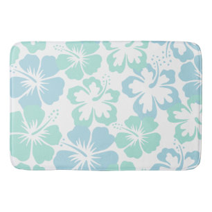 Tapete De Banheiro Hibiscus azul floral de relaxamento