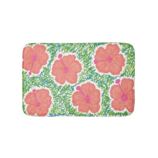 Tapete De Banheiro Hibiscus Pop Pattern Bath Mat (frente)