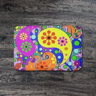 Tapete De Banheiro Hippie retro de Paisley das flores Funky coloridas