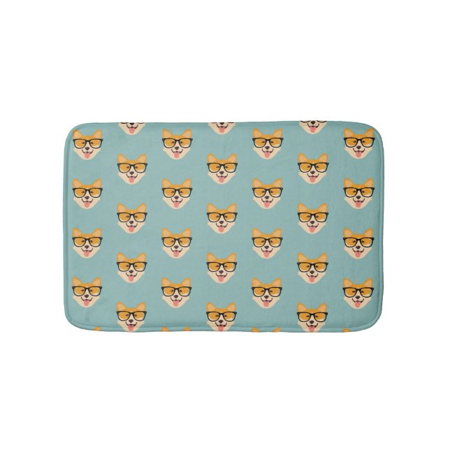 Tapete De Banheiro Hipster Engraçado - Padrão Corgi (frente)