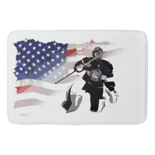 Tapete De Banheiro Hockey Goalie e Bandeira dos EUA