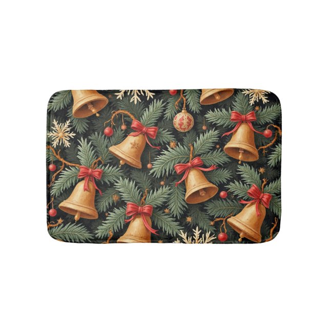 Tapete De Banheiro Holiday Christmas Bells Pattern, (frente)