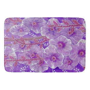 Tapete De Banheiro Hollyhock Mallow Malva Purpe Floral Violeta