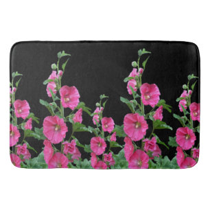 Tapete De Banheiro Hollyhocks Rosa em Preto