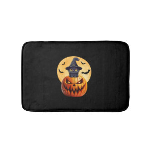Tapete De Banheiro Homens de Entusiasmo do Gato Negro do Halloween Tr