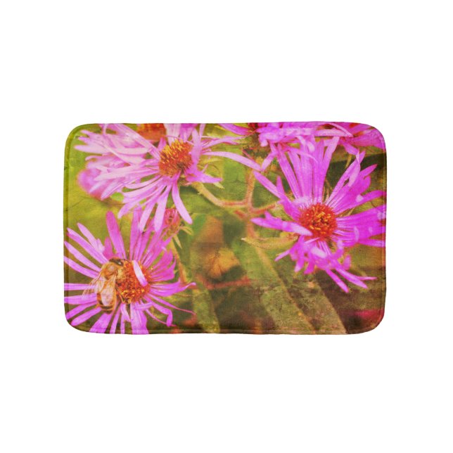Tapete De Banheiro Honey Bee Pink New England Aster Flower Abstrato (frente)