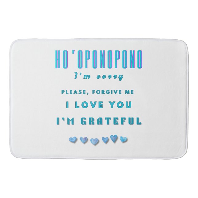 Tapete De Banheiro Ho'oponopono Healing Mantra - Azul Claro Espiritua (Frente)