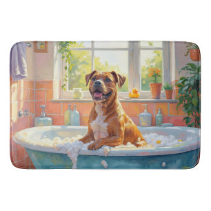 Tapete De Banheiro Hora do banho do American Staffordshire Terrier no