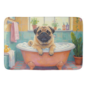 Tapete De Banheiro Hora do Banho do Pug Decoração de Banheiro Fofa