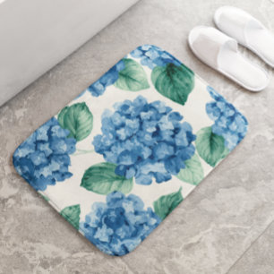 Tapete De Banheiro Hortênsia Azuis Floral Aquarela Botânica Florações