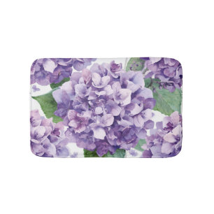 Tapete De Banheiro Hortênsia Roxa Aquarela Floral Flor de Lavanda