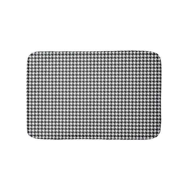 Tapete De Banheiro Houndstooth preto e branco (frente)