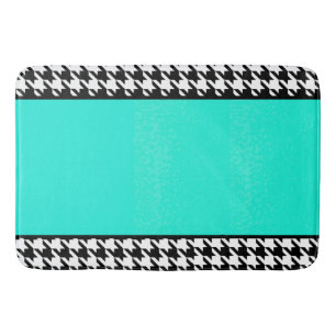 Tapete De Banheiro Houndstooth, teal e vintage brancos