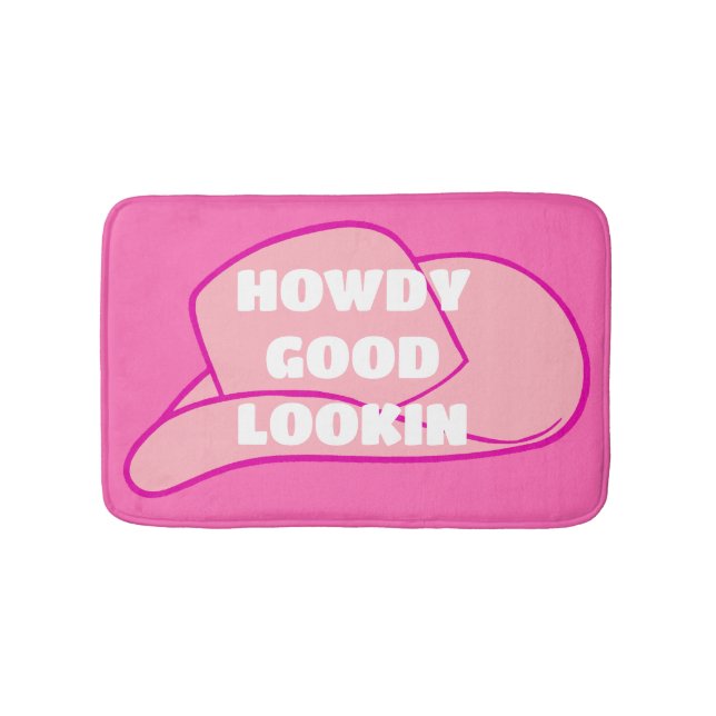 Tapete De Banheiro Howdy Good Looker Rancher Cowboy Chapéu Rosa Quent (frente)