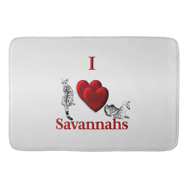 Tapete De Banheiro I Heart Savannah Cat Silver (Frente)