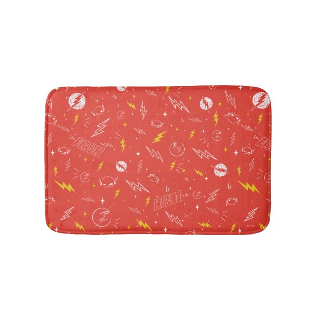 Tapete De Banheiro Ícone do Flash Relâmpago e Padrão Doodle (frente)