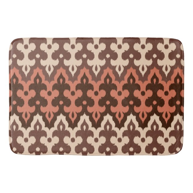 Tapete De Banheiro Ikat Damask, Brown, Taupe & Rust marroquino (Frente)