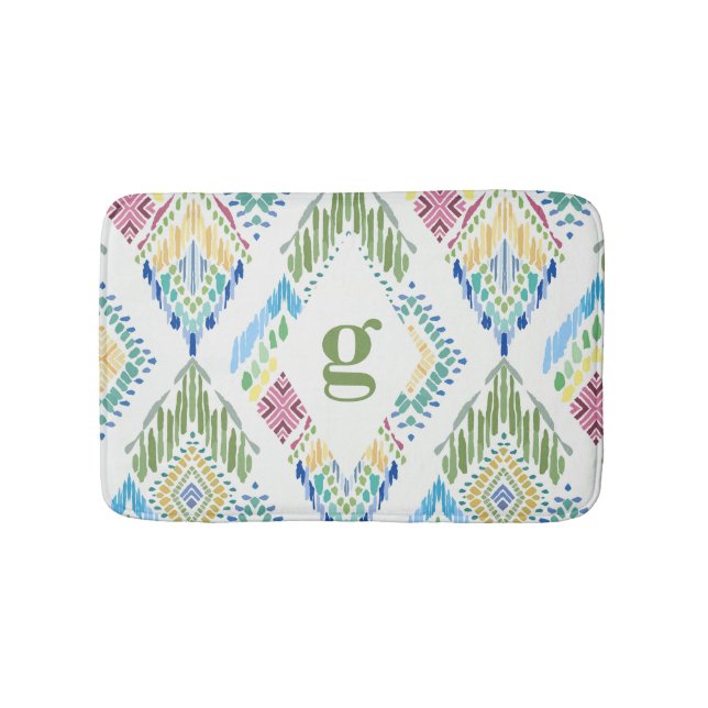 Tapete De Banheiro Ikat Floral Sem Olhos Padrão (frente)