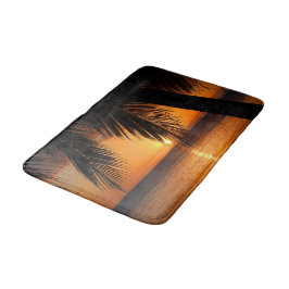 Tapete De Banheiro Ilha Palm Tree Over Orange Sunset Beach Scense