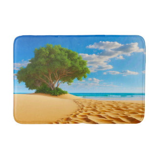 Tapete De Banheiro Ilha Tropical Deserta Praia Arenosa