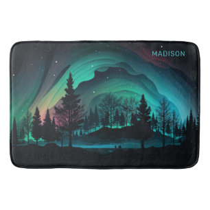Tapete De Banheiro Ilustração Aurora Borealis de Nome Personalizado